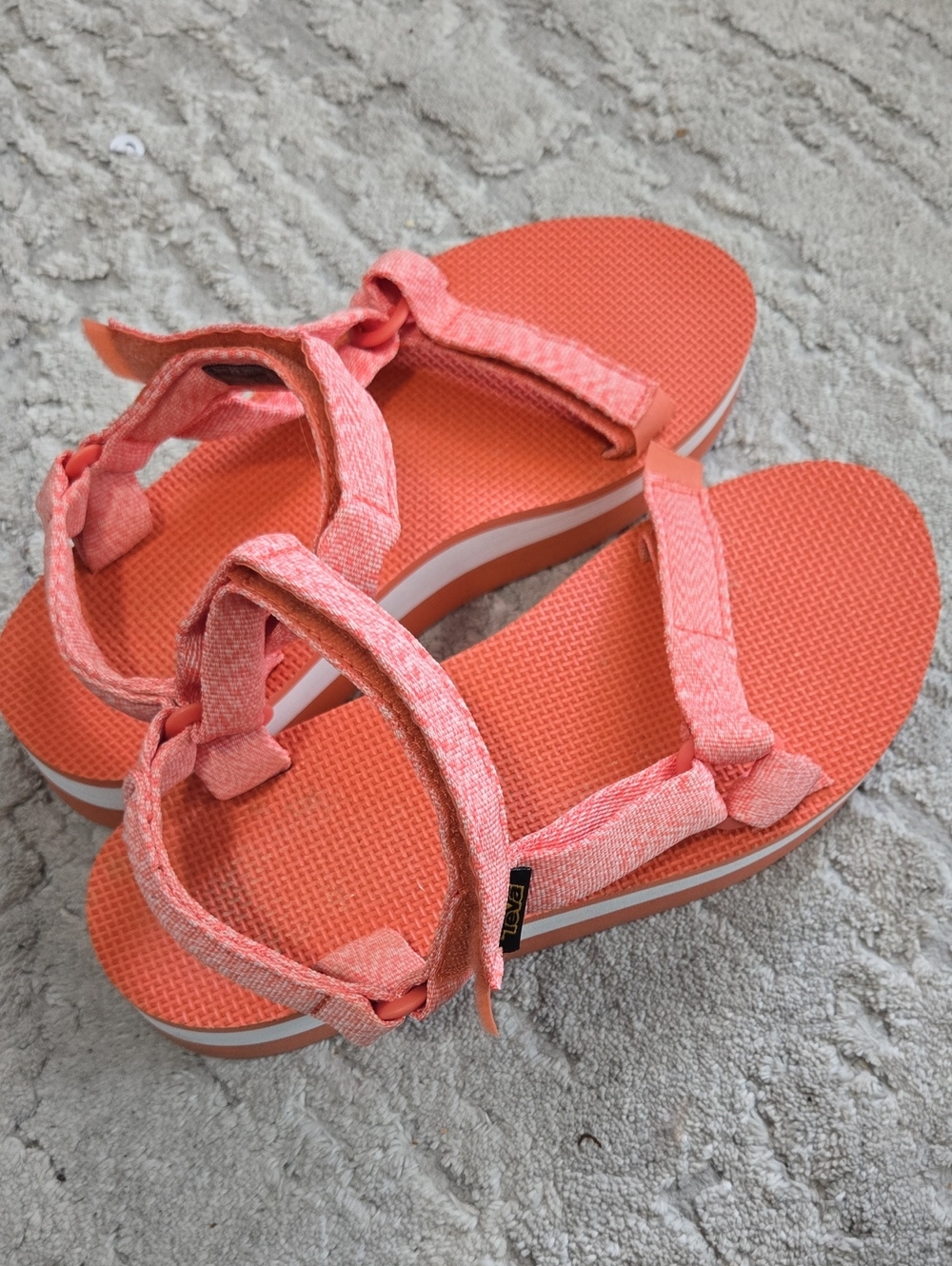 Teva Coral Orange Strappy Platform Sandals Size 11